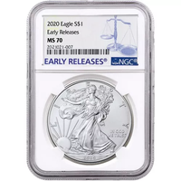 2020 1 oz American Silver Eagle Coin NGC MS70 ER APR 57