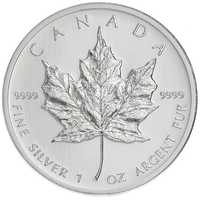 1 oz Canadian Silver Maple Leaf Coin (Random Year) APR 57