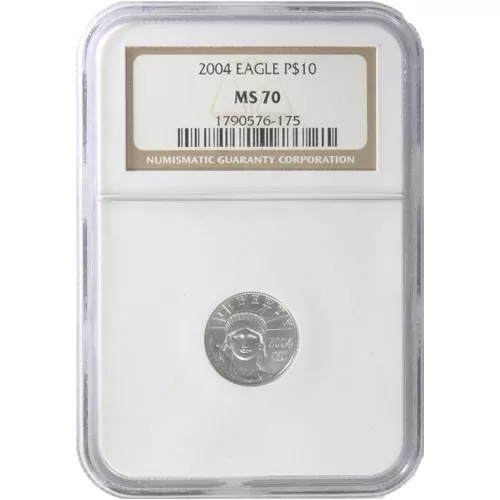 1/10 oz American Platinum Eagle Coin MS70 (Random Year, Varied Label, PCGS or NGC) APR 57
