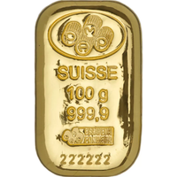 100 Gram PAMP Suisse Gold Bar (New, Cast w/ Assay) APR 57