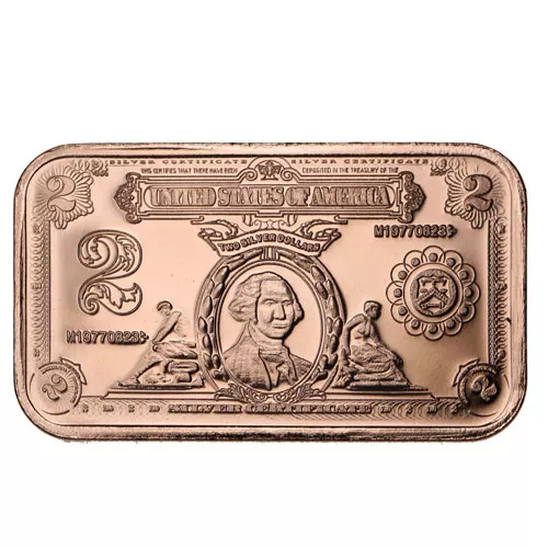 1 oz $2 Banknote Copper Bar (New) APR 57