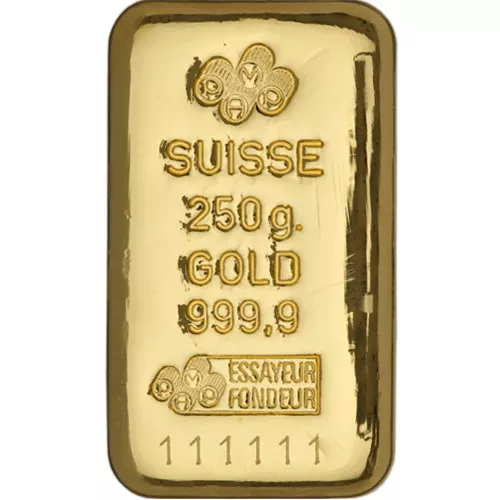 250 Gram PAMP Suisse Gold Bar (New, Cast w/ Assay) APR 57