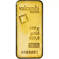 500 Gram Valcambi Cast Gold Bar (New w/ Assay) APR 57