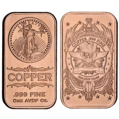 1 oz Saint Gaudens Copper Bar (New) APR 57