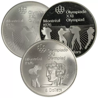 Canadian $5 Olympic Silver Coin (1973-76, Varied Design) APR 57
