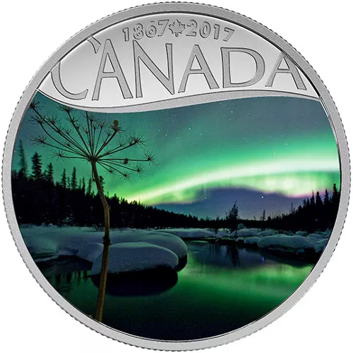 2017 1/2 oz Proof Canadian Silver Celebrating Canada’s 150th Series Aurora Borealis at McIntyre Creek Coin (Box + CoA) APR 57
