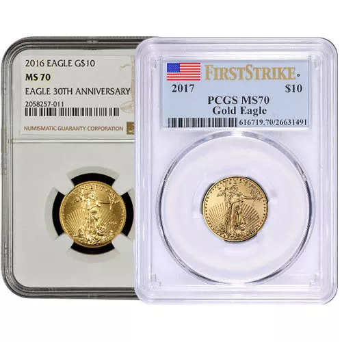 1/4 oz American Gold Eagle MS70 (Random Year, Varied Label, PCGS or NGC) APR 57