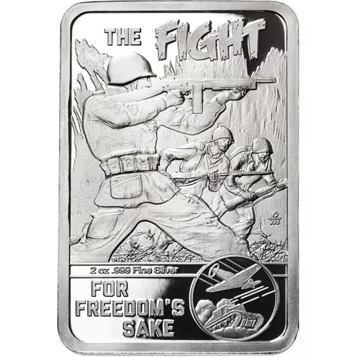2 oz Buy The Invasion Bond Silver Bar (Fight for Freedom’s Sake #2, New) APR 57