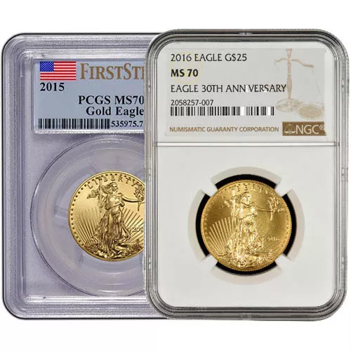 assorted modern dates 1/2 oz American Gold Eagle MS70 (Random Year, Varied Label, PCGS or NGC) APR 57