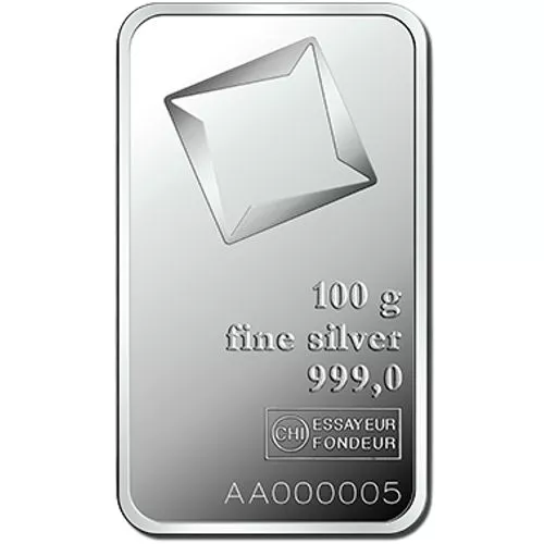 100 Gram Valcambi Silver Bar (New w/ Assay) APR 57