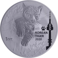 2020 1 oz South Korean Tiger Silver Medal (BU) APR 57