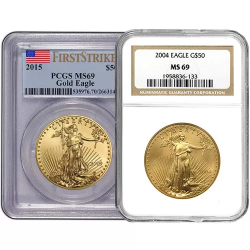 1 oz American Gold Eagle MS69 (Random Year, Varied Label, PCGS or NGC) APR 57