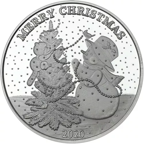 2020 1 oz Merry Christmas Snowman Silver Round (New) APR 57