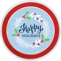 1 oz Colorized Happy Holidays Wreath Silver Round APR 57