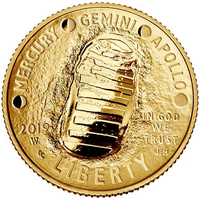 2019 $5 Proof American Apollo 11 50th Anniversary Gold Coin (Box + CoA) APR 57