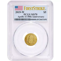 2019 $5 American Apollo 11 50th Anniversary Gold Coin PCGS MS70 FS APR 57