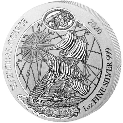 2020 1 oz Rwandan Silver Mayflower Nautical Ounce Coin (BU) APR 57