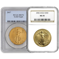 1 oz American Gold Eagle MS70 (Random Year, Varied Label, PCGS or NGC) APR 57