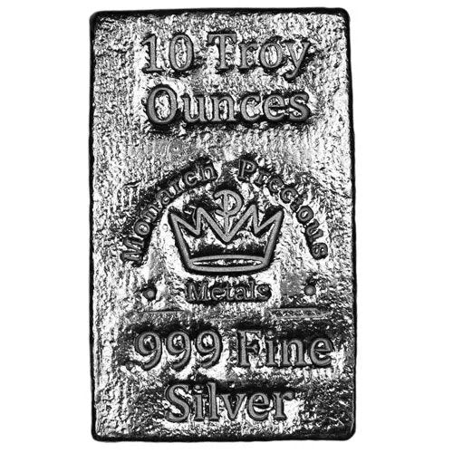 10 oz Monarch Hand Poured Stacker Silver Bar (New) APR 57