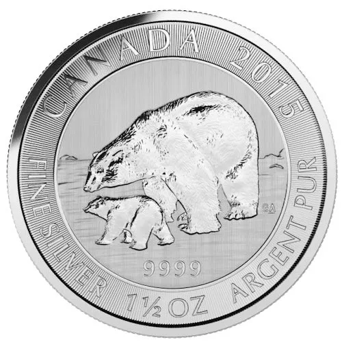 2015 1.5 oz $8 Canadian Silver Polar Bear and Cub Coin (BU) APR 57