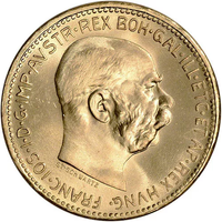 1915 20 Corona Austrian Gold Coin (AU+, Restrike) APR 57