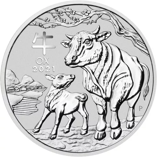 2021 2 oz Australian Silver Lunar Ox Coin (BU) APR 57
