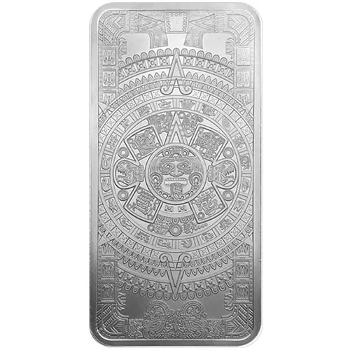 10 oz Aztec Calendar Silver Bar (New) APR 57