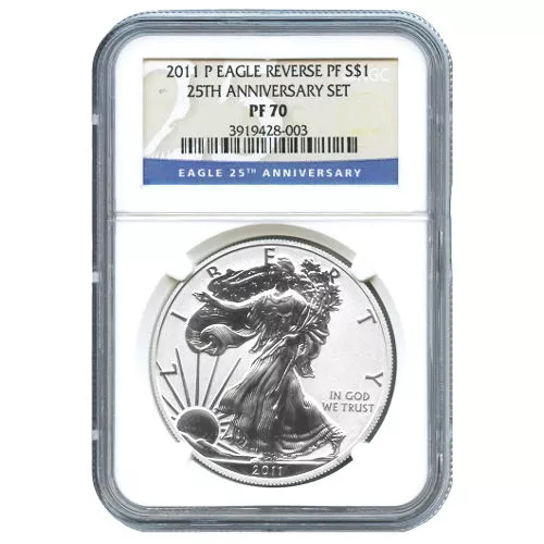 2011-P 1 oz Reverse Proof American Silver Eagle Coin NGC PF70 25th Anniversary APR 57