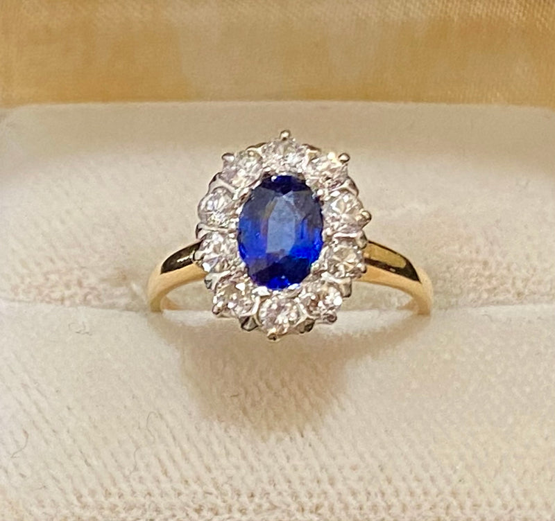 Victorian Kashmir Blue Sapphire & Diamond Solid Yellow Gold Ring - $40K Appraisal Value w/CoA} APR57