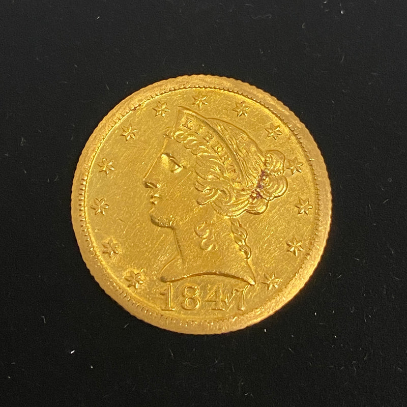 U.S. Gold Coin 1847 D Half Eagle - Very Rare! - $15K Appraisal Value  w/ COA!! @ APR 57