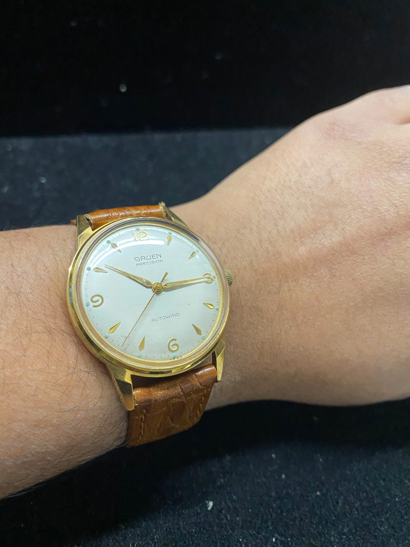 GRUEN PRECISION AUTOWIND Vintage 1950s Gold-Tone Wristwatch - $4K APR Value w/ CoA! APR 57
