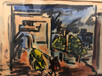 Original Modern Cityscape Expressionist Watercolor, c.1940s - $6K APR Value w/ CoA! APR 57