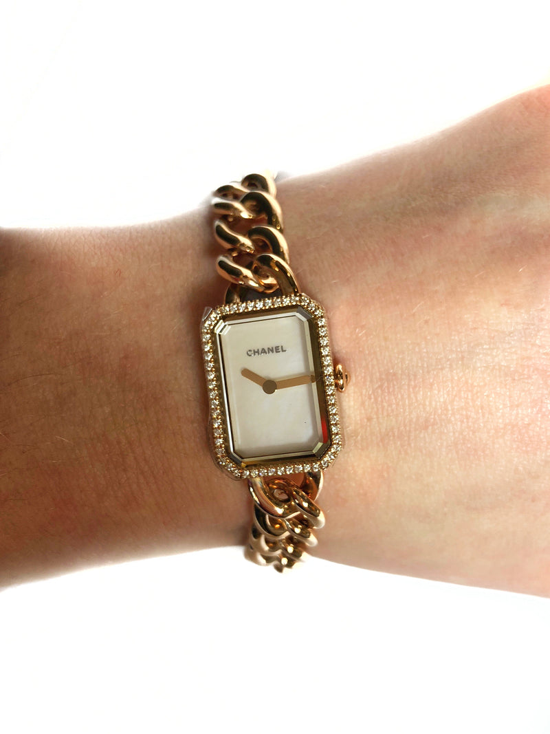 CHANEL Premier 18K Rose Gold Lady's Watch w/ Diamond Bezel & Peal Dial - $25K VALUE! APR 57