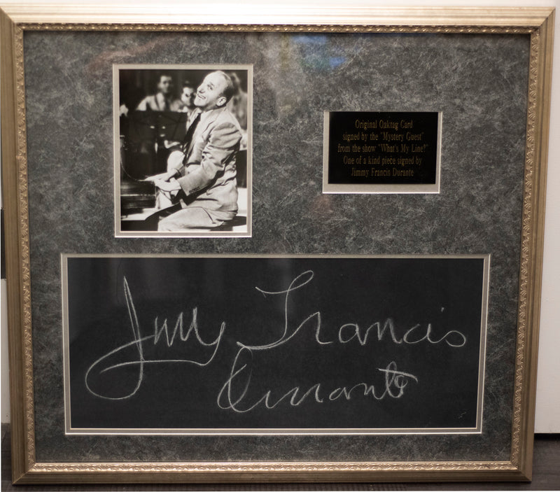 JIMMY DURANTE "What's My Line?" Autographed Slate, C. 1965 --COA- $20K APR!!@ APR 57