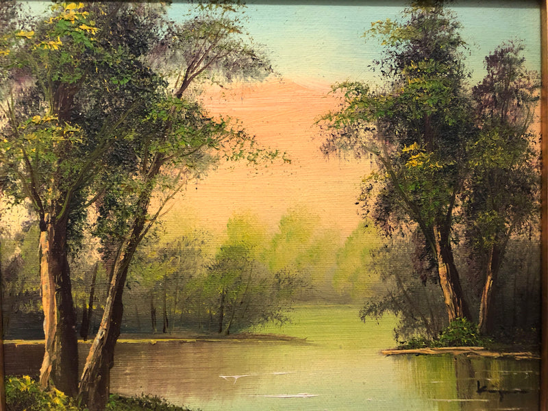 Pond During Sunset, 20th Century Oil on Canvas - $3K APR Value w/ CoA! APR 57