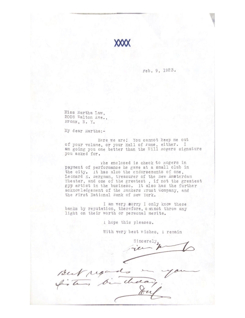William Morris Signed Letter and Check - $10K APR Value w/ CoA! APR 57