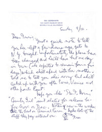 Ira Gershwin, Hand-Written Note to Irving Drutman - $10K APR Value w/ CoA! APR 57