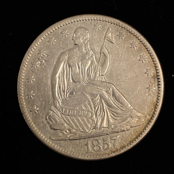 U.S. Liberty Seated Half Dollar 1857 O Coin - $3K Appraisal Value w/ CoA! @ APR 57