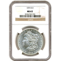 Morgan Silver Dollar Coin NGC MS63 (1878-1904) APR 57