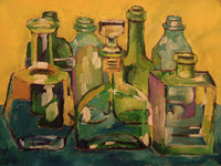 OLEG KUFAYEV "Still Life of Bottles (2)" Acrylic on Canvas Paper, 2017 - $1.2K Appraisal Value! APR 57