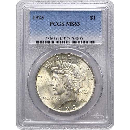 Peace Silver Dollar Coin PCGS MS63 (1922-26, 1934-35) APR 57