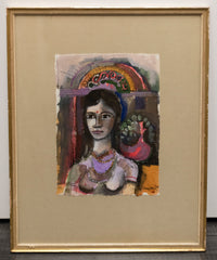 Original Colorful Gouache and Ink Portrait c. 1959 - $4K Appraisal Value w/CoA @* APR 57