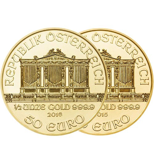 1/2 oz Austrian Gold Philharmonic Coin (Random Year, BU) APR 57