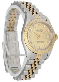 ROLEX Ladies' Oyster Perpetual Datejust Two-Tone 18KYG & SS Champagne Dial w/ Diamond Markers, Fluted Bezel and Jubilee Bracelet! - $18K Appraisal Value! APR 57
