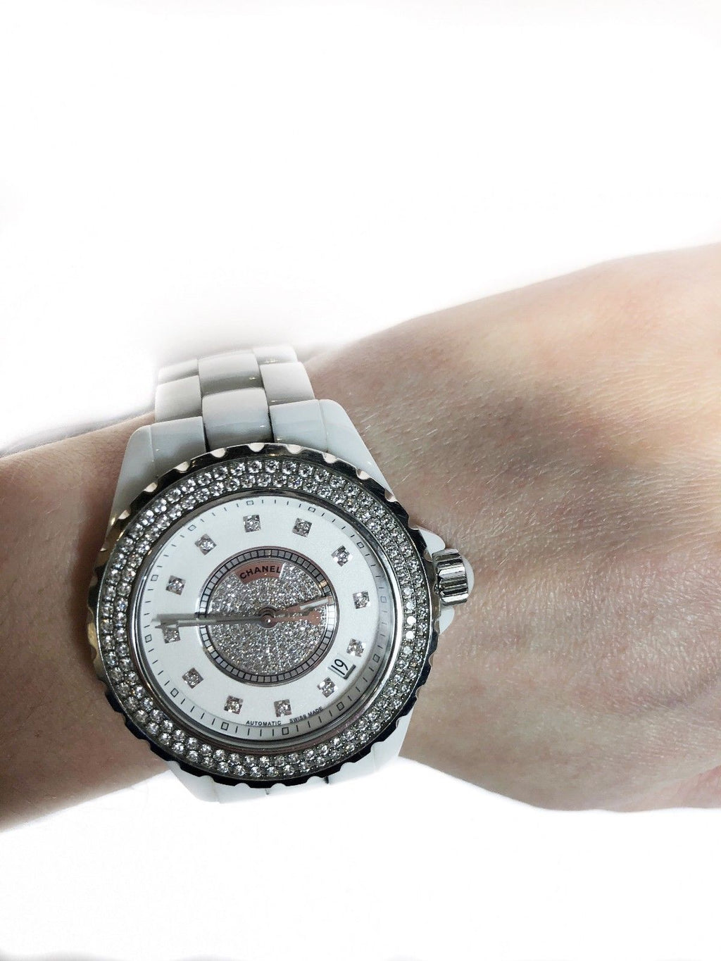 Chanel Watch Ladies J12 Diamond Date Quartz Ceramic Stainless for $3,758  for sale from a Trusted Seller on Chrono24
