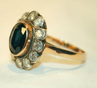 1900s Antique Edwardian 4 Carat Oval Sapphire Ring with Diamonds in 14K Yellow Gold - $30K VALUE APR 57