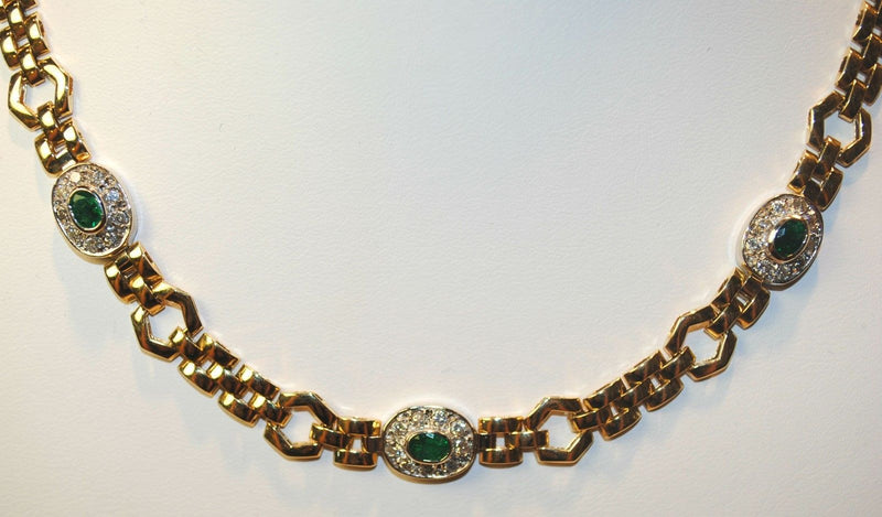 1960s Vintage Emerald & Diamond Necklace in Solid 14K Yellow & White Gold - $20K VALUE APR 57
