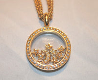 CHOPARD Floating Star & Moon 18K Yellow Gold Diamond Necklace - $30K VALUE APR 57