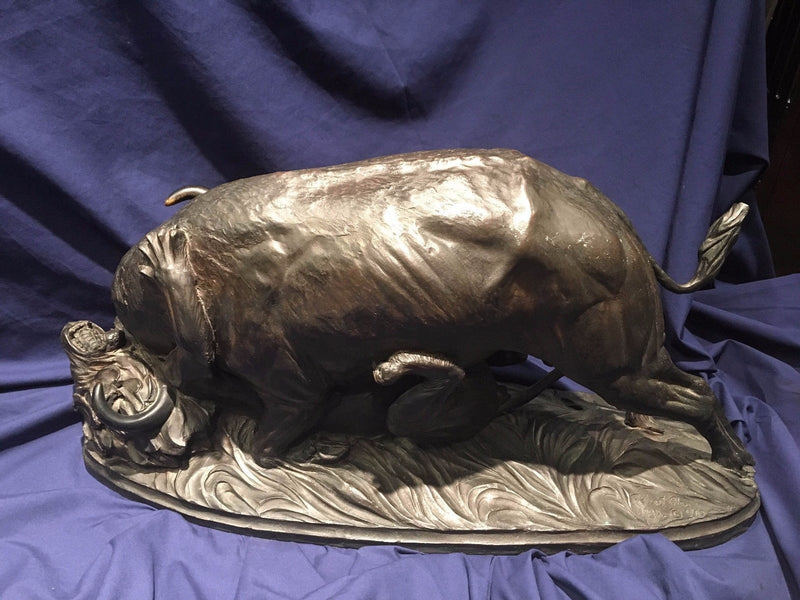 ROBERT GLEN "Buffalo Killing Lion", Limited Edition Bronze Sculpture, 1984, Signed - $30K VALUE* APR 57
