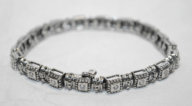 BEAUTIFUL Geometric Solid White Gold Tennis Bracelet with 1.75 Carats of Diamonds - $12K VALUE APR 57
